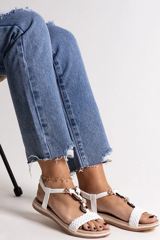 Biele zapletané sandále Izodora