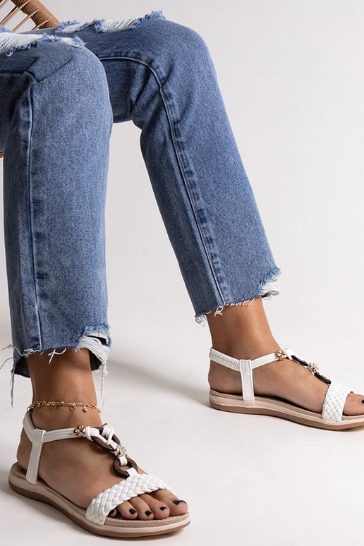 Biele zapletané sandále Izodora