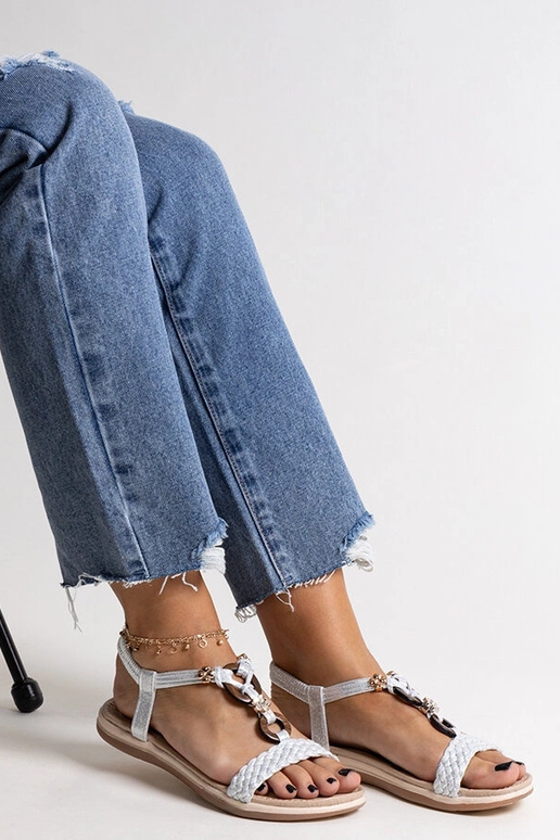 Strieborné zapletané sandále Izodora