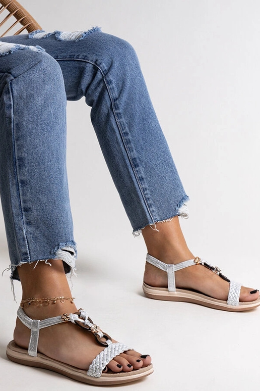 Strieborné zapletané sandále Izodora