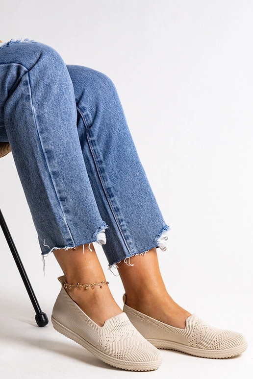 Béžové nazúvacie látkové tenisky Shadhi