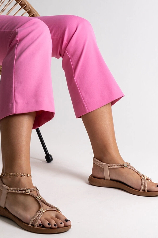 Béžové sandálky zdobené zirkónmi Leilana