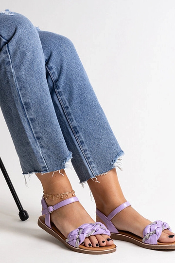 Fialové sandále zdobené... 2