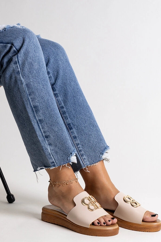 Béžové šľapky s ozdobnou prackou Jinan