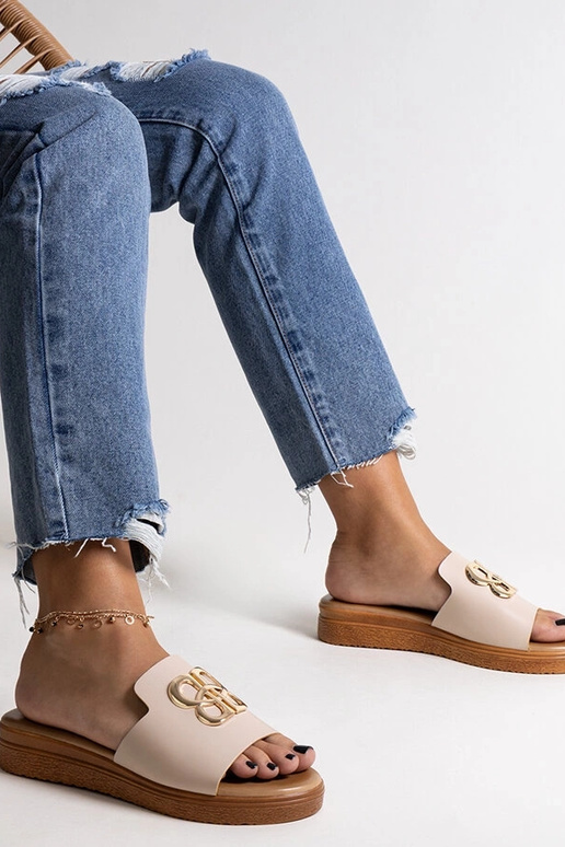 Béžové šľapky s ozdobnou prackou Jinan