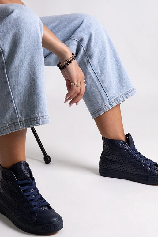 Námornícko modré vysoké prelamované...