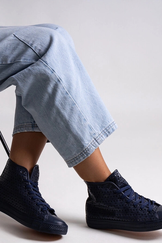 Námornícko modré vysoké prelamované...