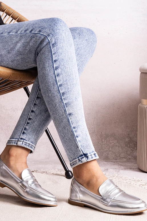 Strieborné metalické mokasíny Palinka