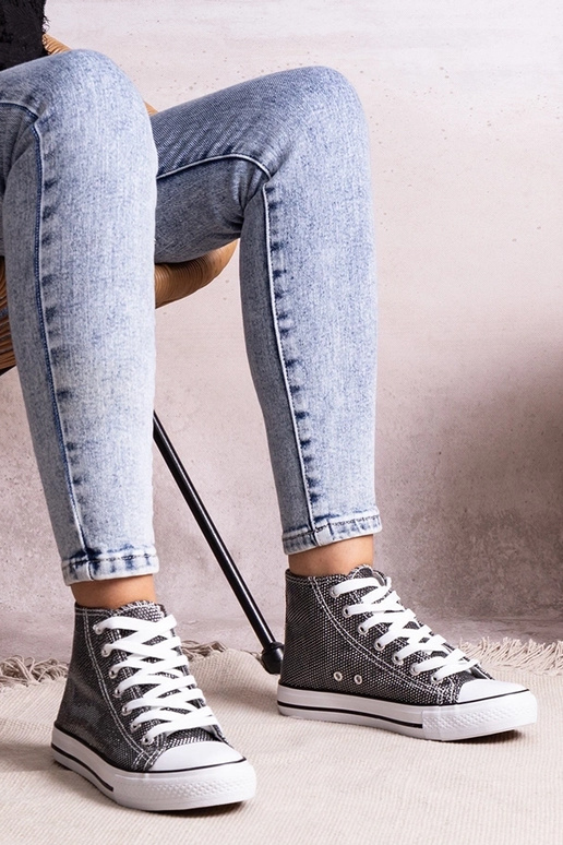 Čierne vysoké tenisky z lesklej...