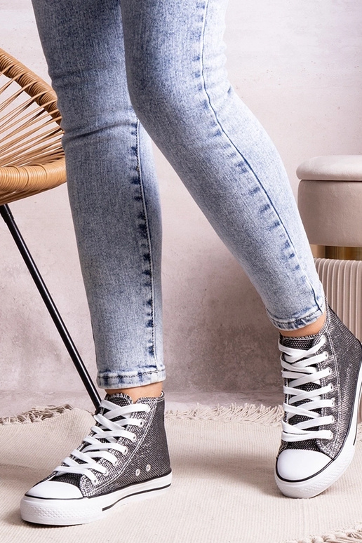 Čierne vysoké tenisky z lesklej...