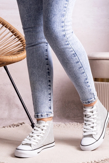 Strieborné vysoké tenisky z... 2