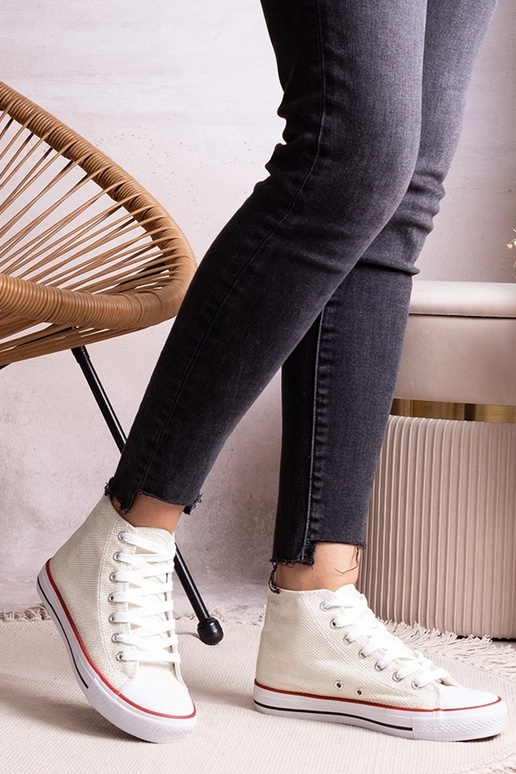 Biele vysoké tenisky z lesklej...