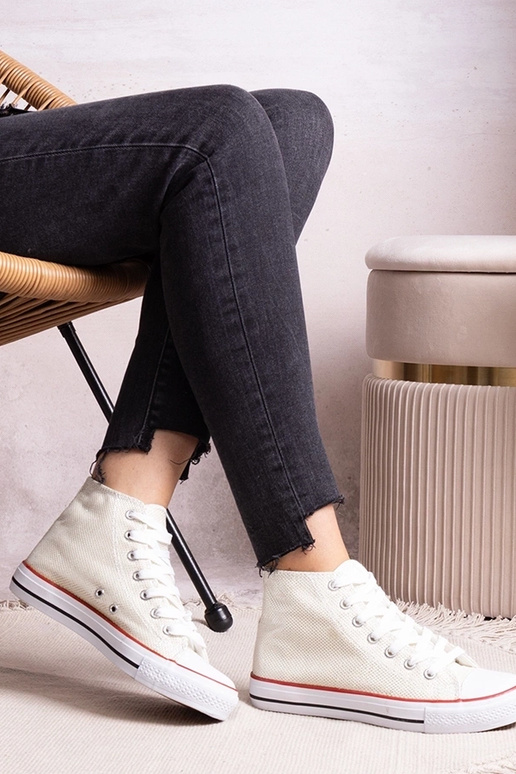 Biele vysoké tenisky z lesklej...