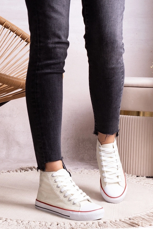 Biele vysoké tenisky z lesklej...