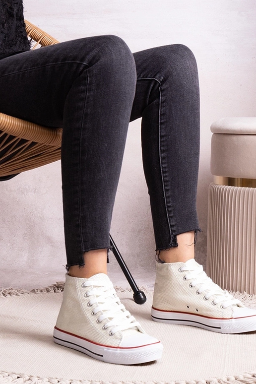 Biele vysoké tenisky z lesklej...