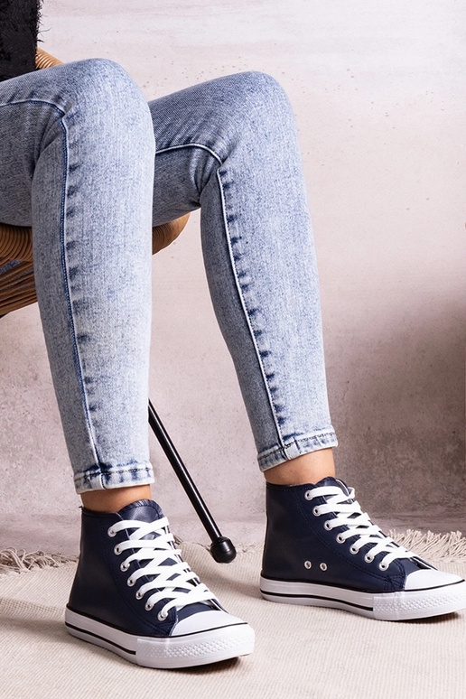 Tmavomodré vysoké tenisky z umelej...