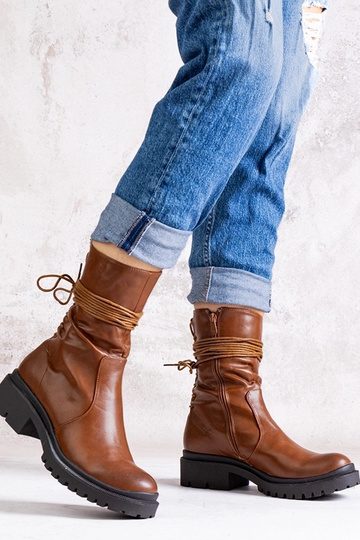 Hnedé čižmy z ekokože Sahera 2