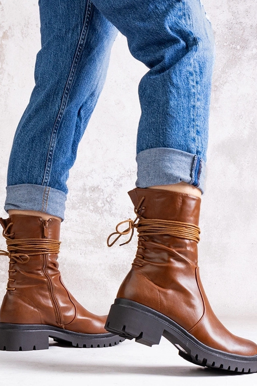 Hnedé čižmy z ekokože Sahera