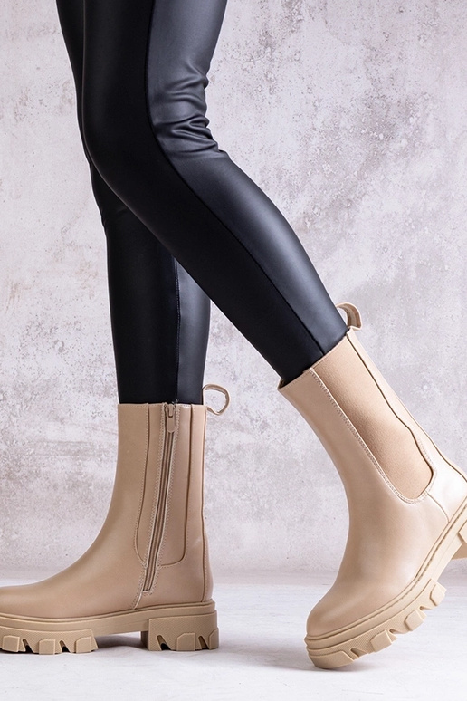 Béžové vysoké čižmy z ekokože Manera