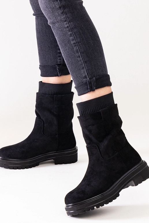 Čierne nazúvacie členkové čižmy s...