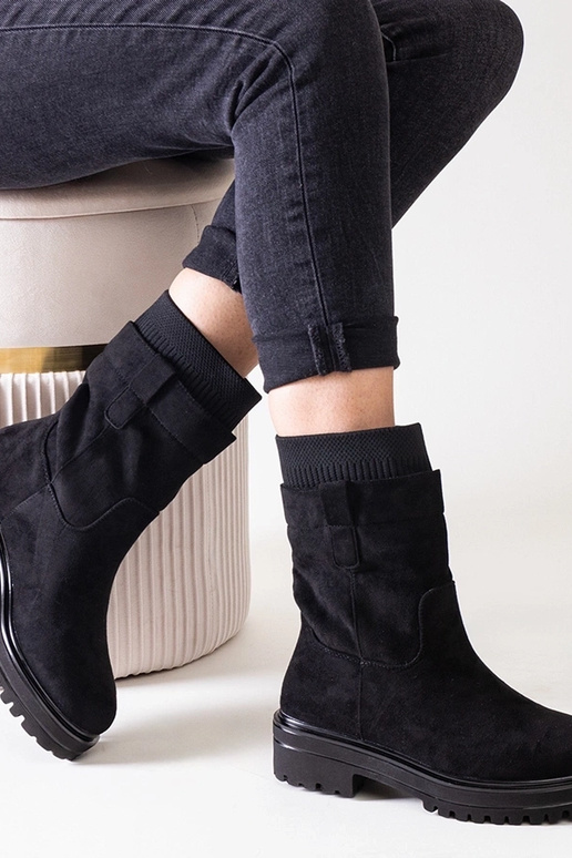 Čierne nazúvacie členkové čižmy s...