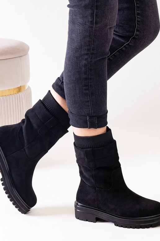 Čierne nazúvacie členkové čižmy s...