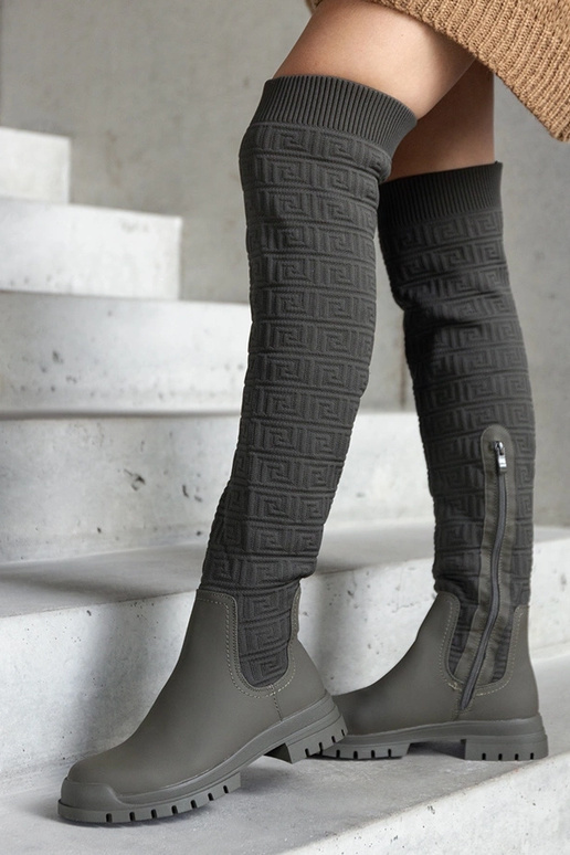 Zelené čižmy z matnej látky Scarlett