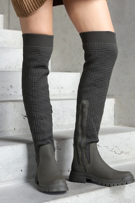 Zelené čižmy z matnej látky Scarlett