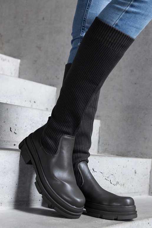 Zelené nazúvacie čižmy s elastickým...