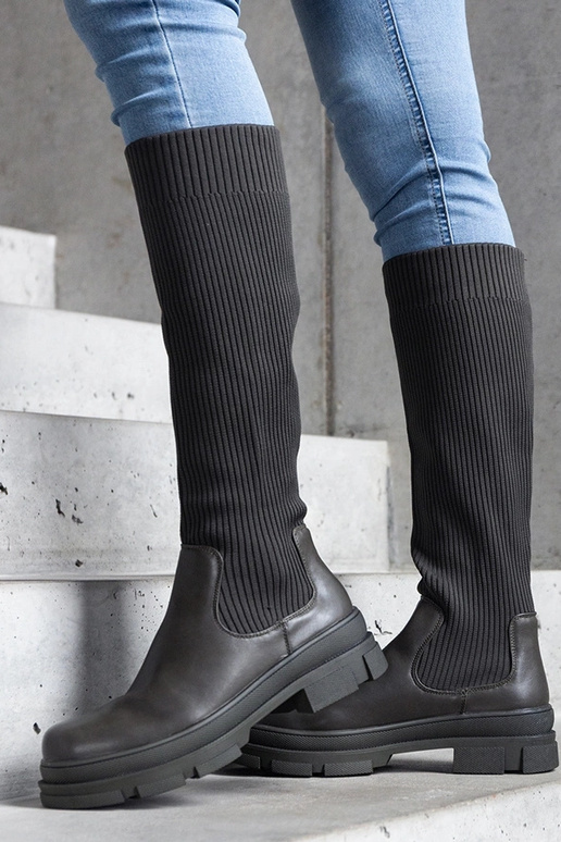 Zelené nazúvacie čižmy s elastickým...