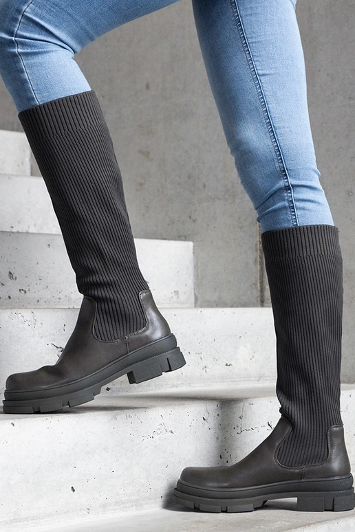 Zelené nazúvacie čižmy s elastickým...