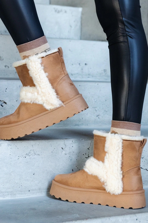 Tmavo béžové eko semišové snehule na...