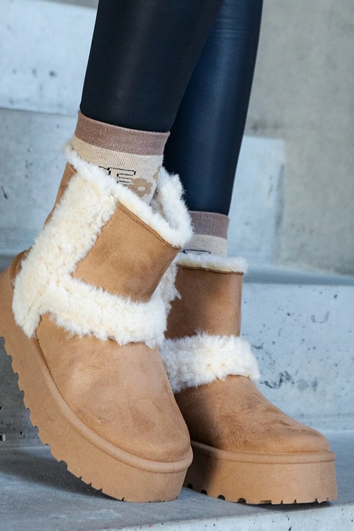 Tmavo béžové eko semišové snehule na...