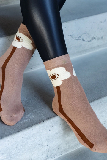 Hnedé teplé ponožky Sella 2