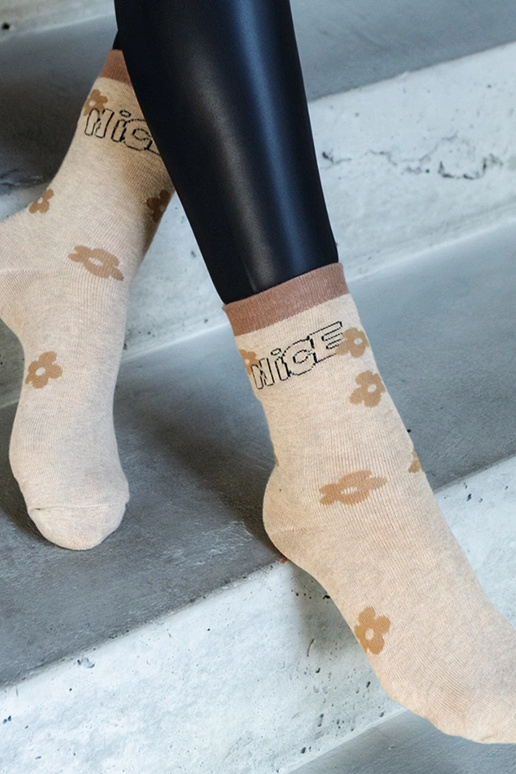 Béžové teplé ponožky Sella