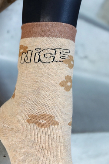 Béžové teplé ponožky Sella 2