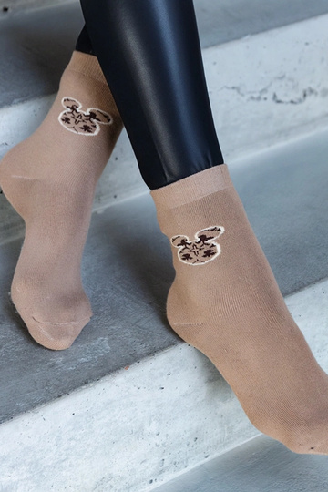 Béžové teplé ponožky Sella 2