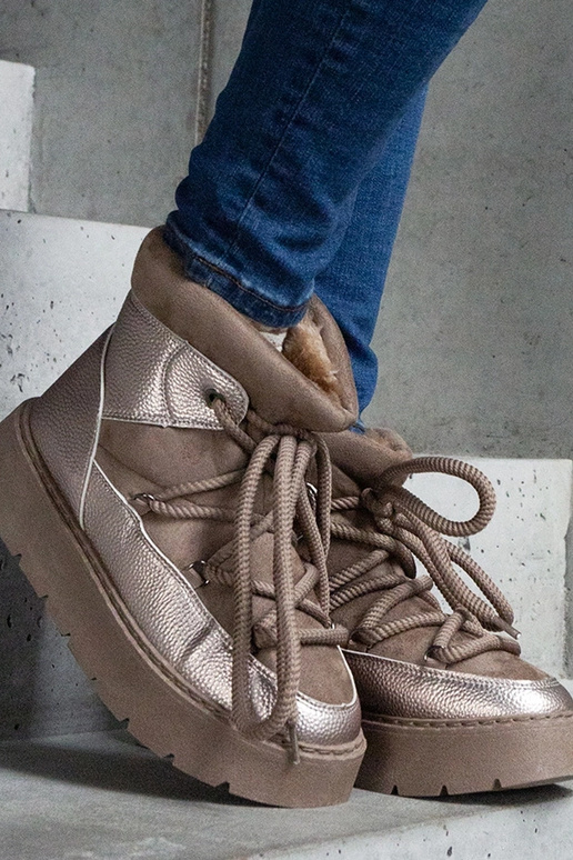 Tmavo béžové topánky na platforme s...