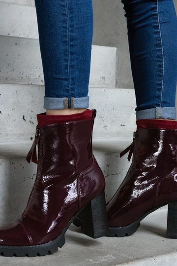 Bordové lakované členkové...