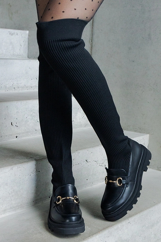 Čierne čižmy s elastickou špicou na...