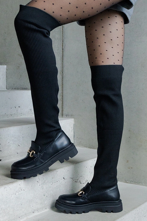 Čierne čižmy s elastickou špicou na...