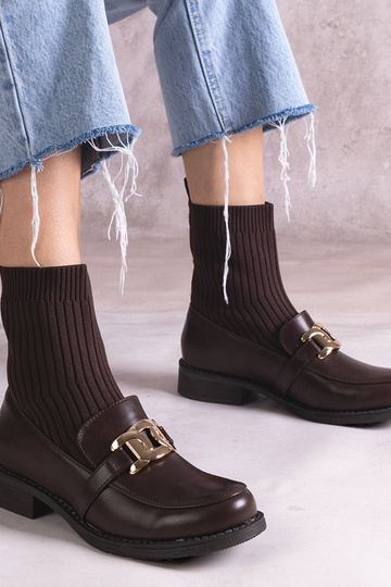 Hnedé boty s textilnou...