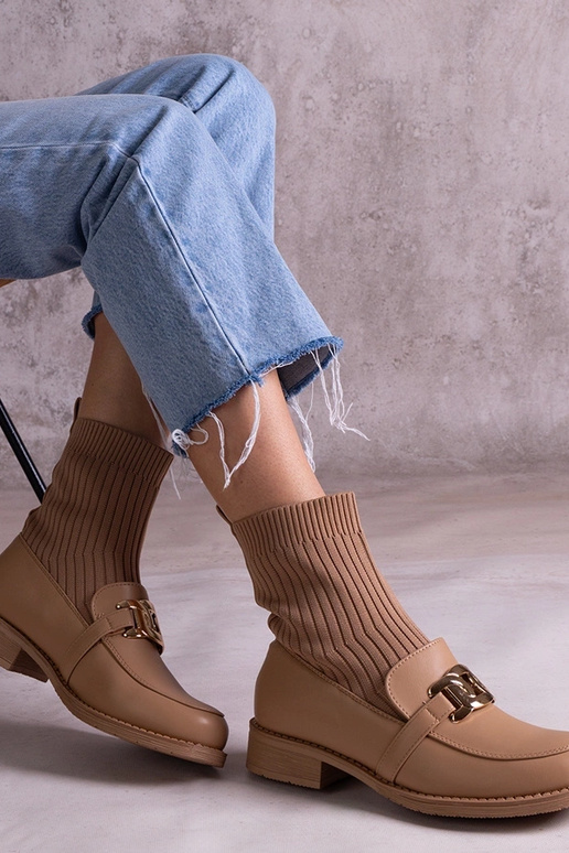 Tmavo béžové členkové čižmy s...