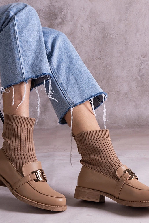 Tmavo béžové členkové čižmy s...