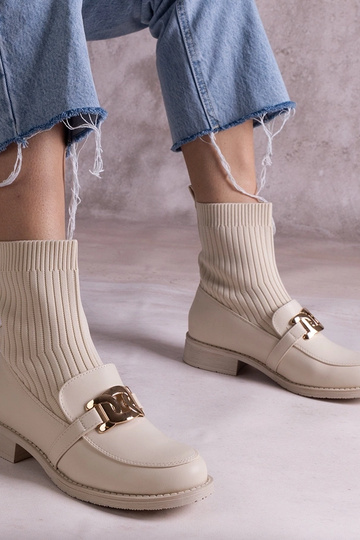 Béžové členkové čižmy s...