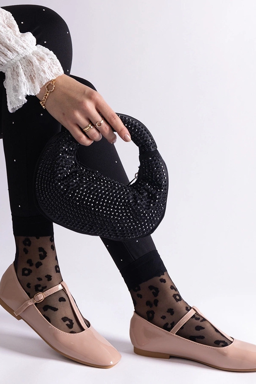 Béžové lakované balerínky s remienkom...