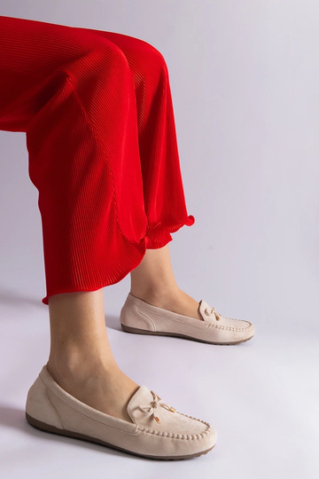 Béžové semišové mokasíny s...