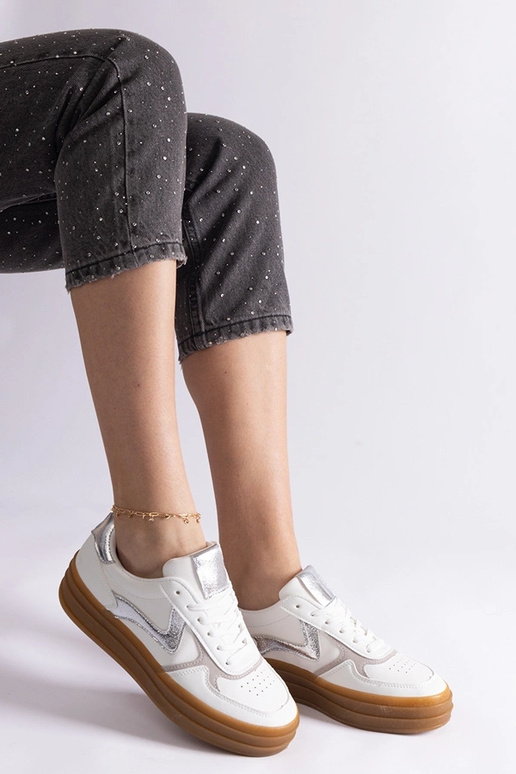 Bielo-strieborné tenisky s gumenou...