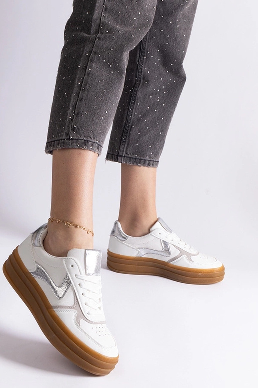 Bielo-strieborné tenisky s gumenou...