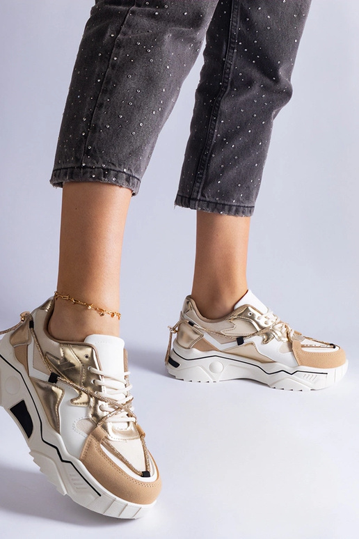 Béžové tenisky zdobené zirkónovou...